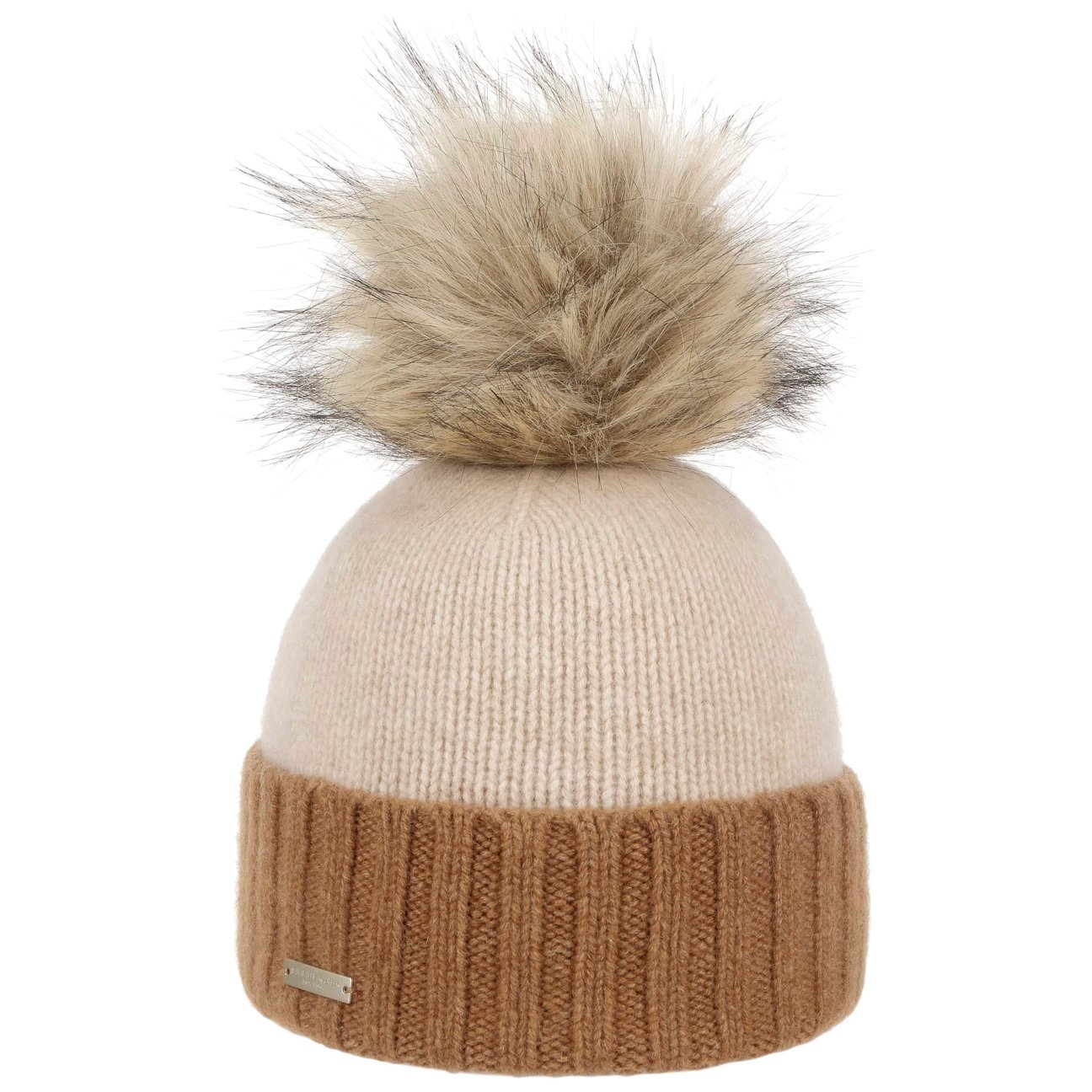Seeberger Women's Camel Twotone Cashmere Bobble Hat By