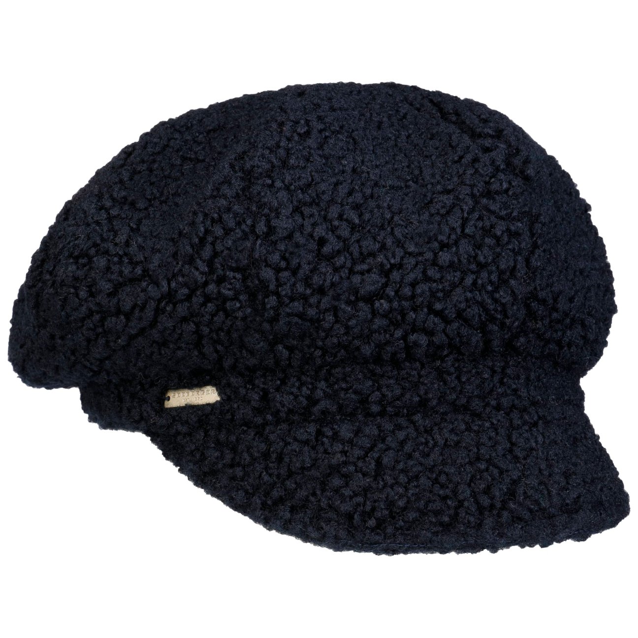 Seeberger Women's Navy Teddy Fur Newsboy Cap By