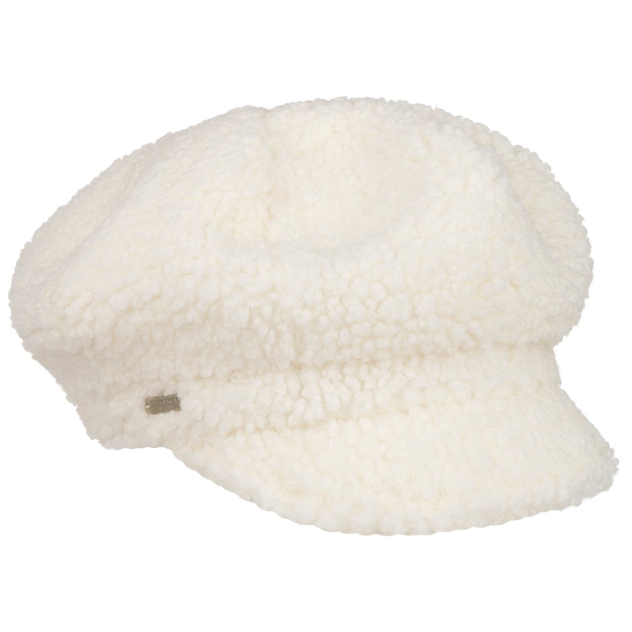 Seeberger Women's White Teddy Fur Newsboy Cap By