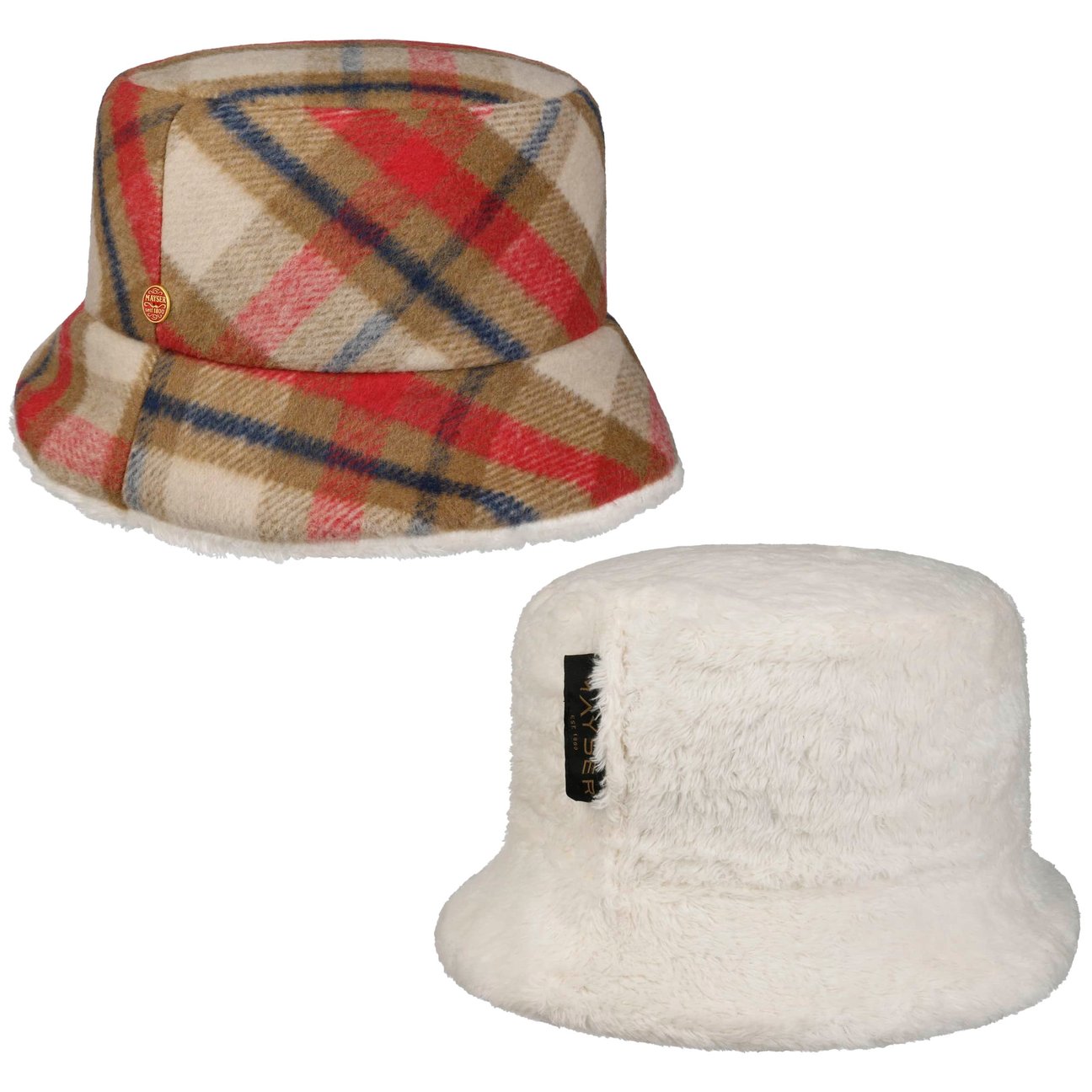 Mayser Women's Camel Doriet Check Bucket Reversible Hat By