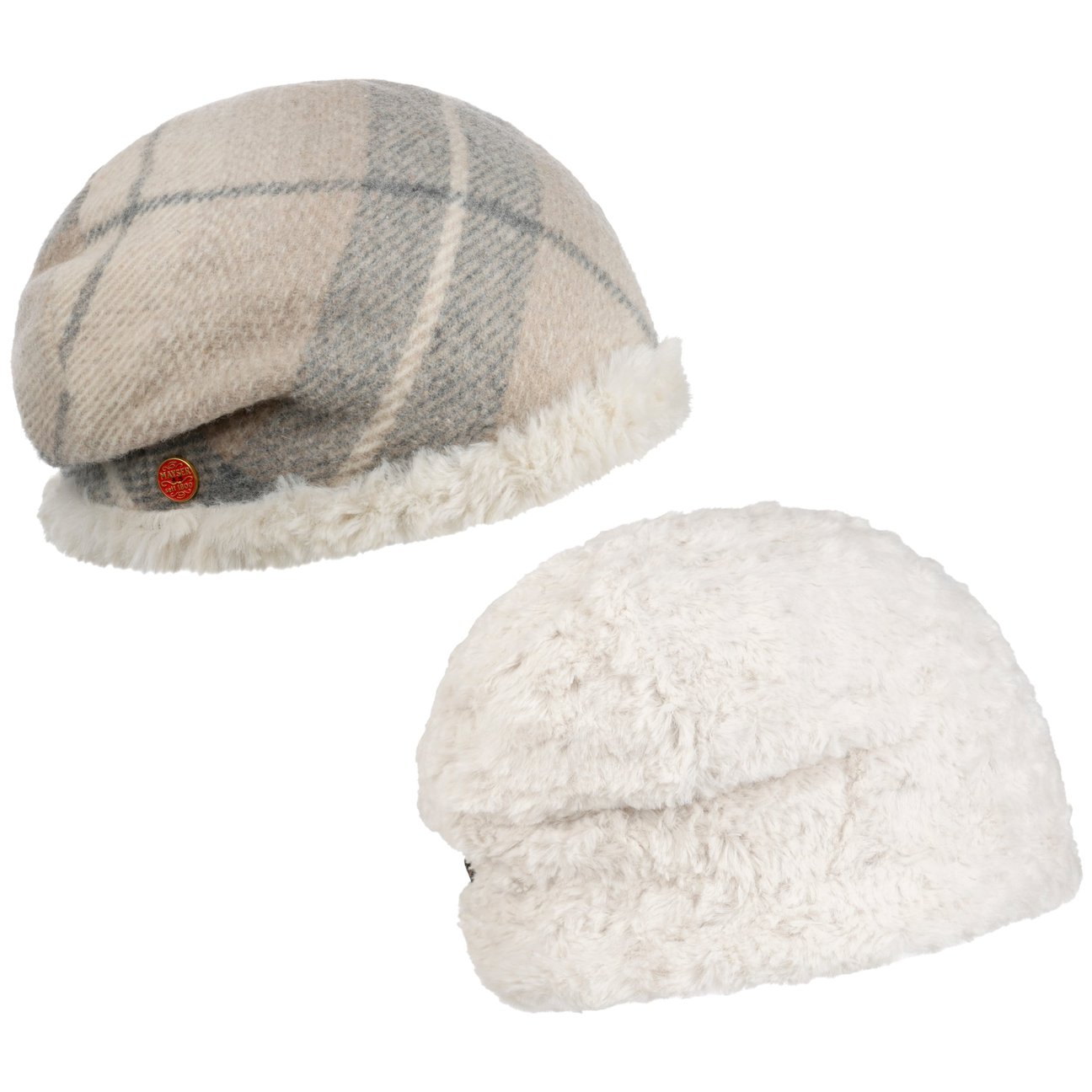 Mayser Women's Oatmeal Kacey Check Reversible Beanie By