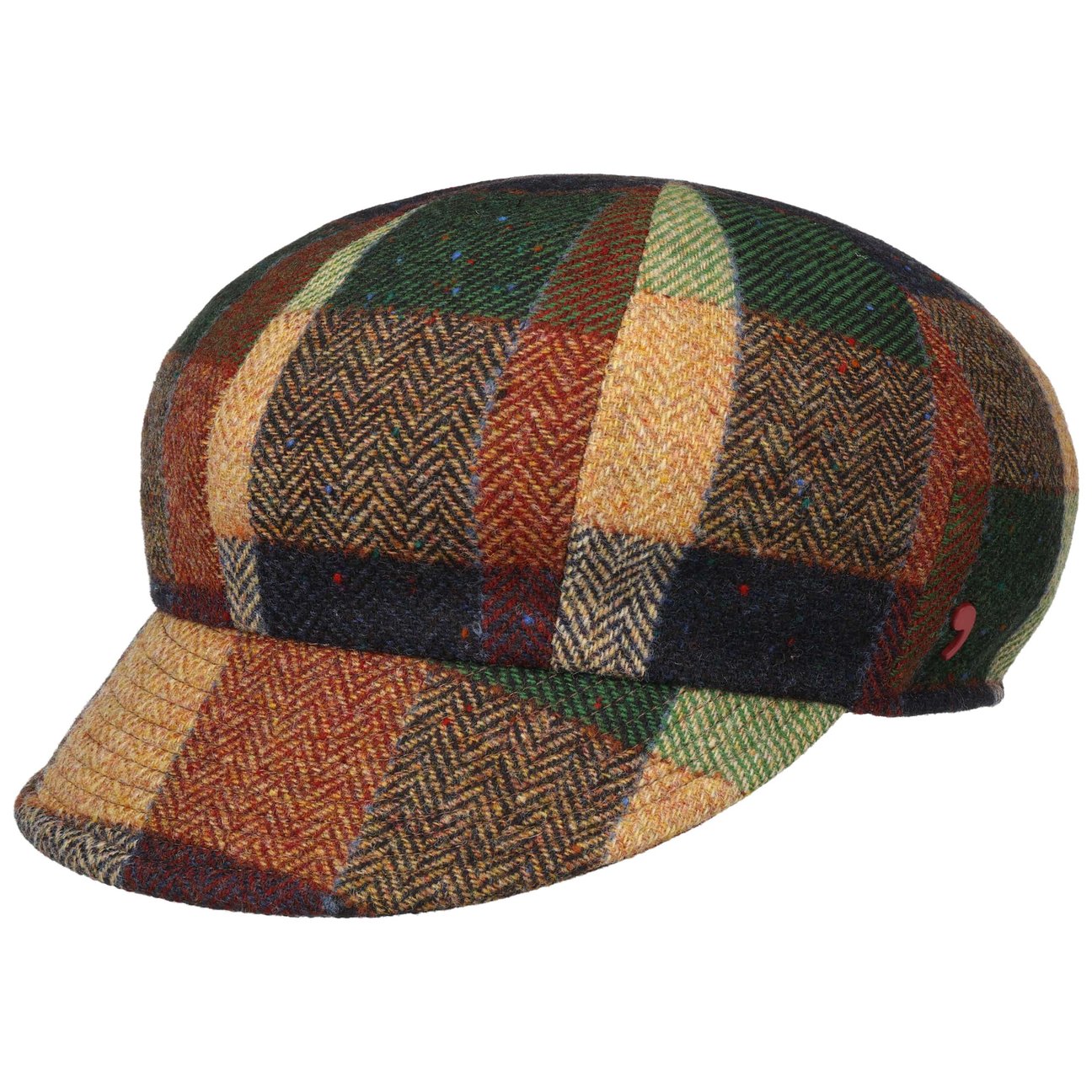 Alfonso D´Este Girls Beige-Green Salveno Wool Check Newsboy Cap By Alfonso DEste