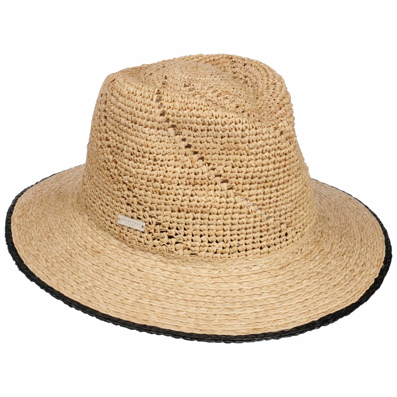 Seeberger Women's Nature-Black Jalima Traveller Raffia Straw Hat By