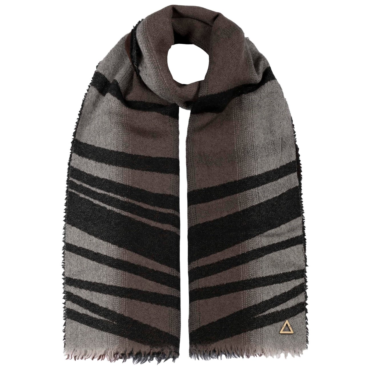 Fraas Women's Black Stripe Fantasy Wool Scarf By