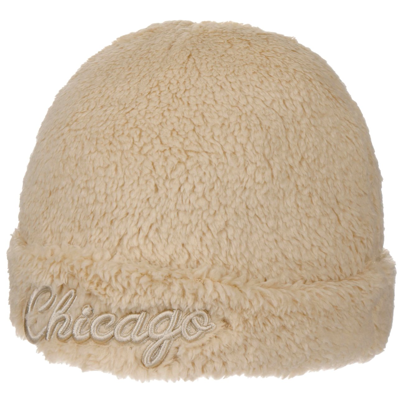 Mitchell & Ness Women's Cream White Faux Fur Bulls Beanie Hat By