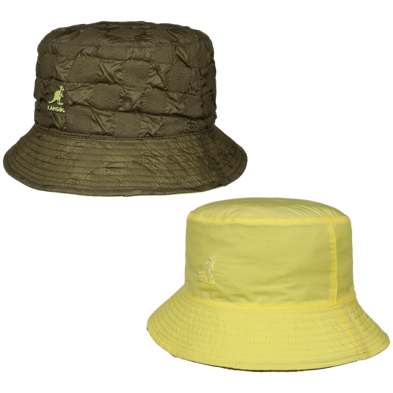 Kangol Men's Olive Pucker Check Bucket Reversible Hat By
