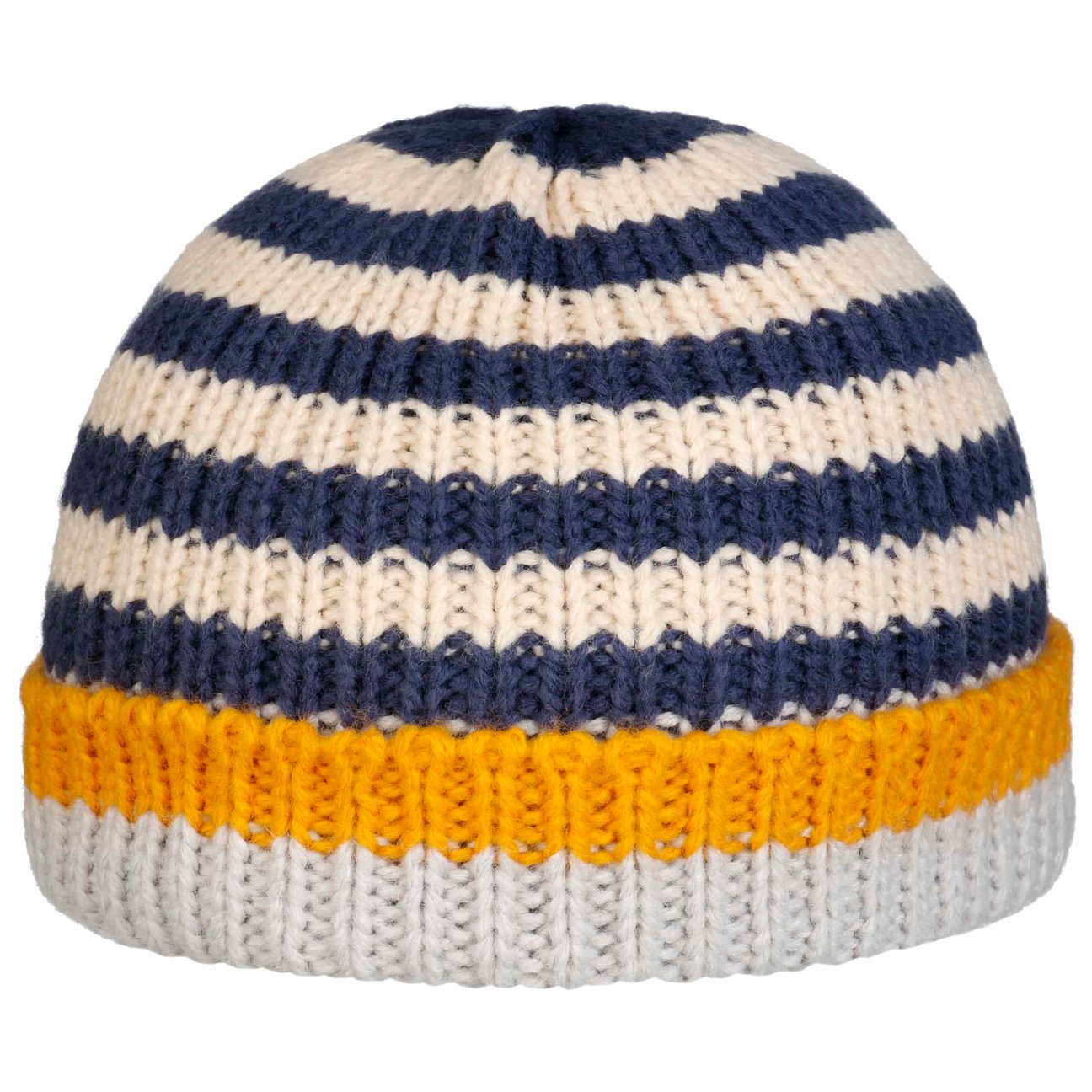 Hatshopping.co.uk Boys Navy Twotone Cuff Kids Knit Beanie Hat