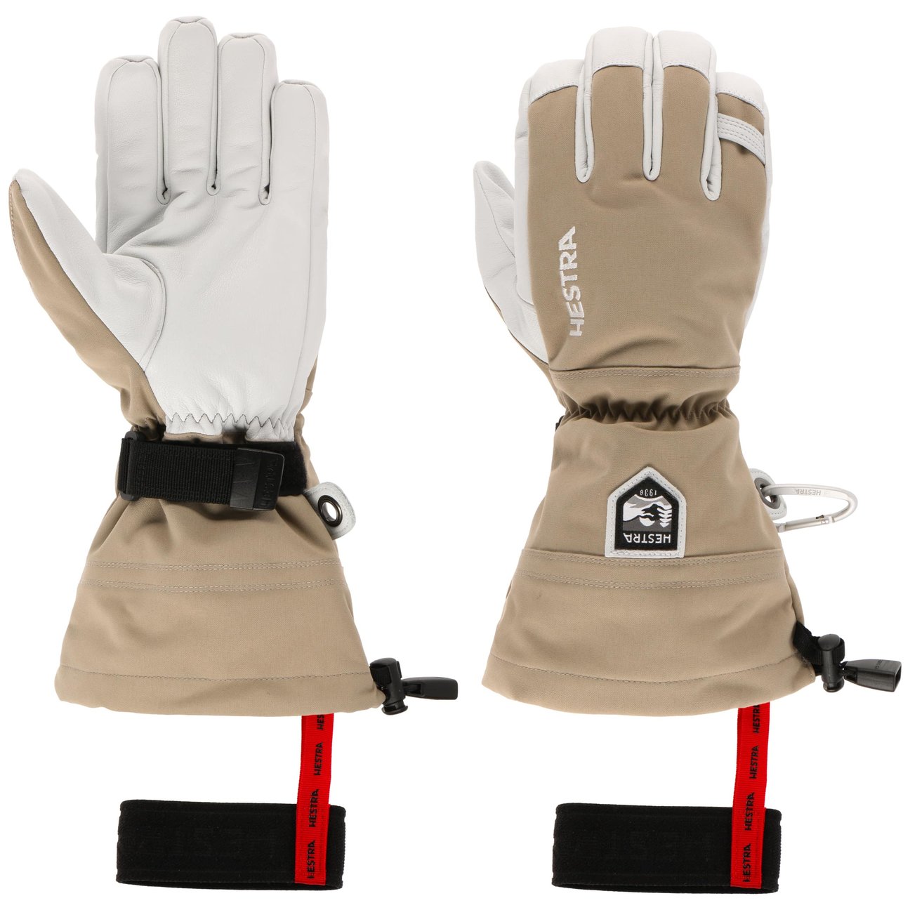 Hestra Women's Beige Heli Ski 5-Finger Gloves By