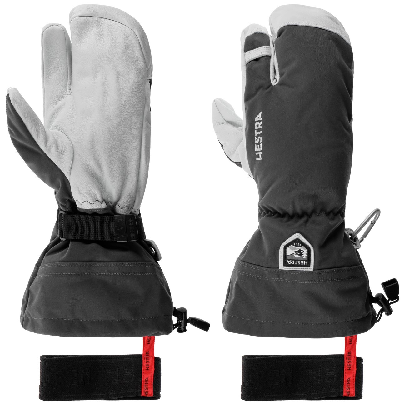 Hestra Women's Grey Heli Ski 3-Finger Gloves By