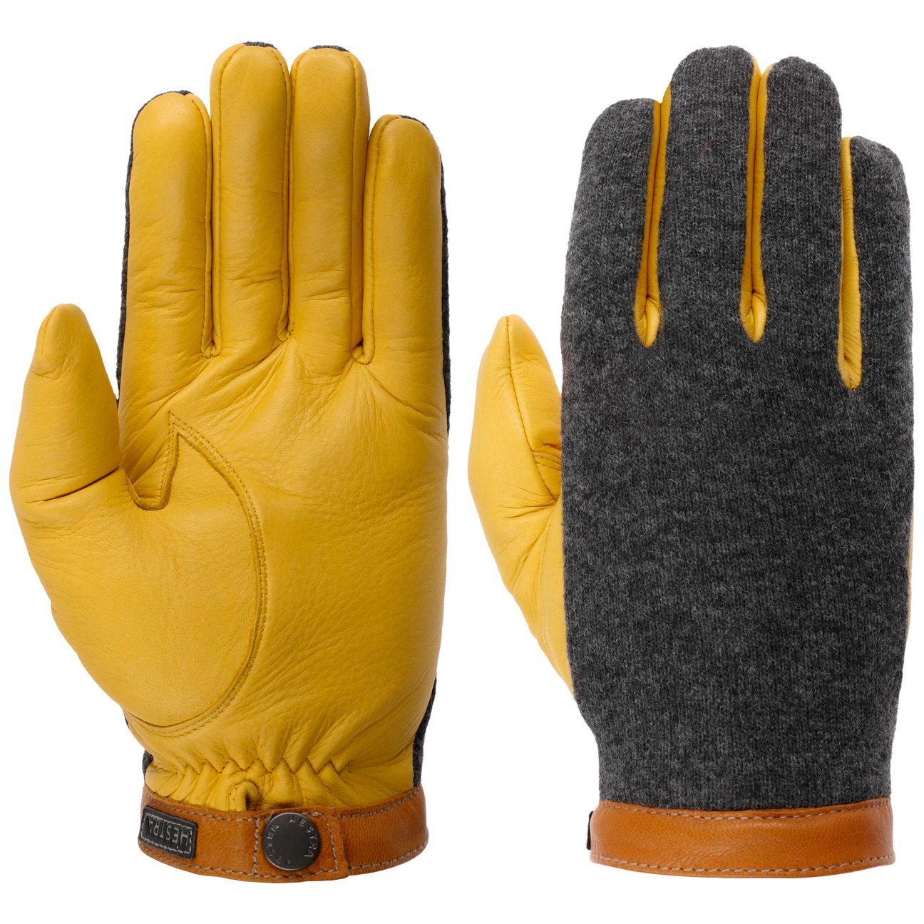 Hestra Yellow Deerskin Wool Tricot Gloves By