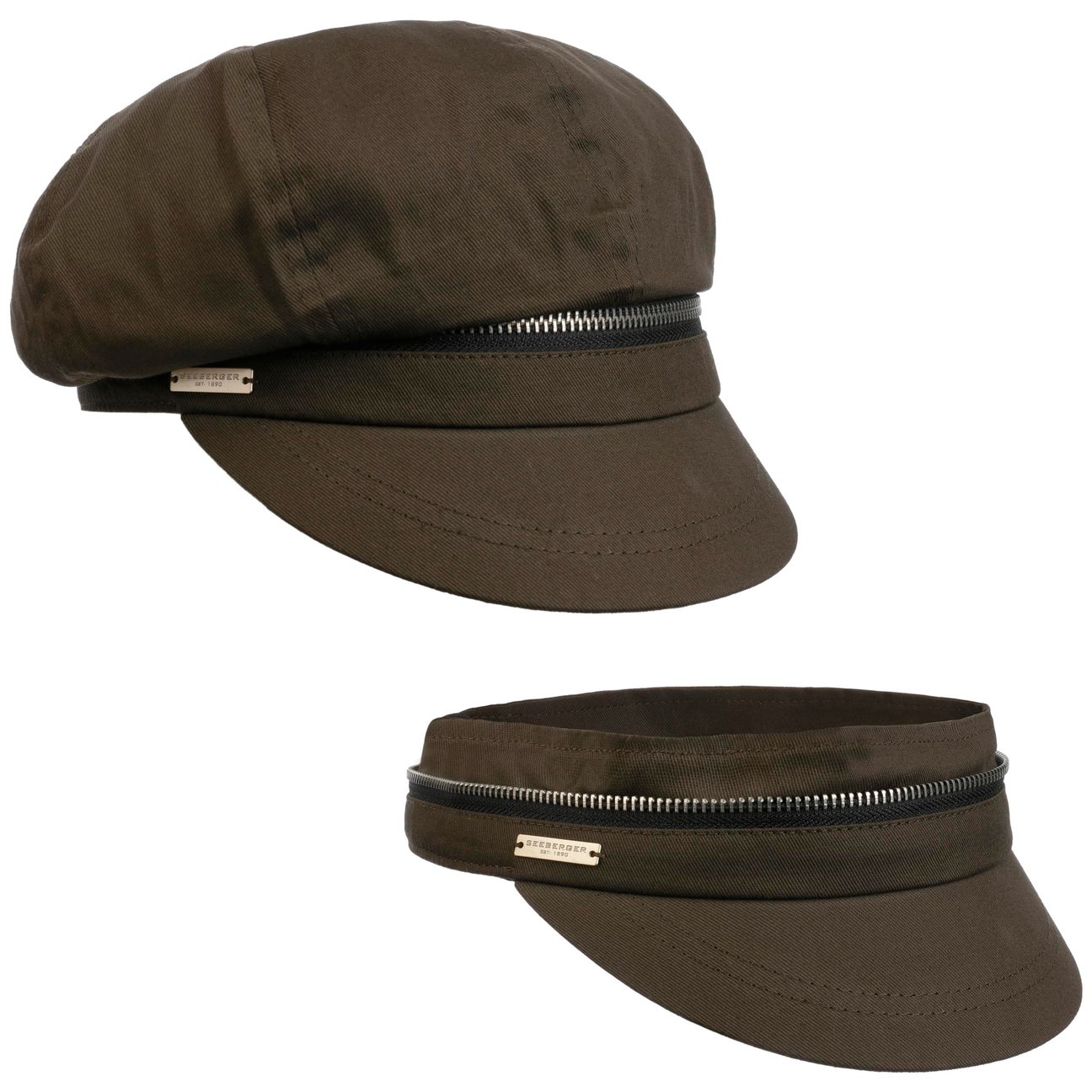 Seeberger Girls Olive Zip Cotton Newsboy Cap By