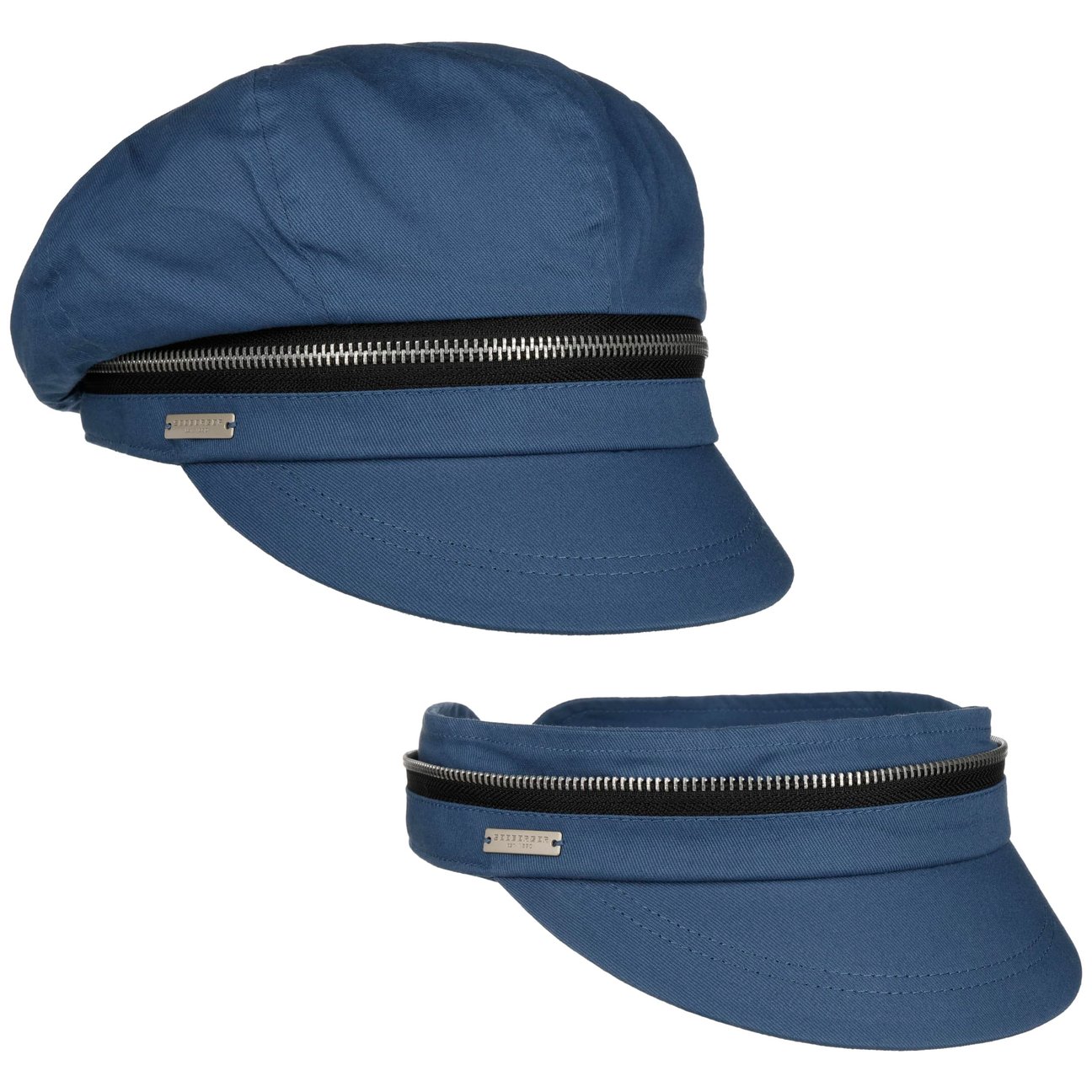 Seeberger Girls Blue Zip Cotton Newsboy Cap By