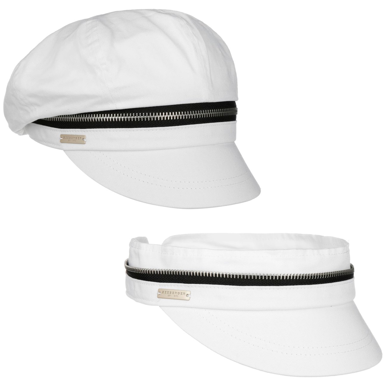 Seeberger Girls White Zip Cotton Newsboy Cap By