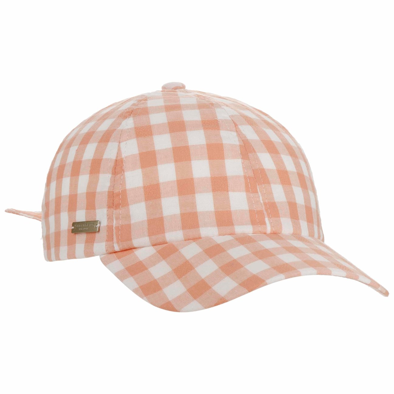 Seeberger Women's Coral Check Cotton Cap By