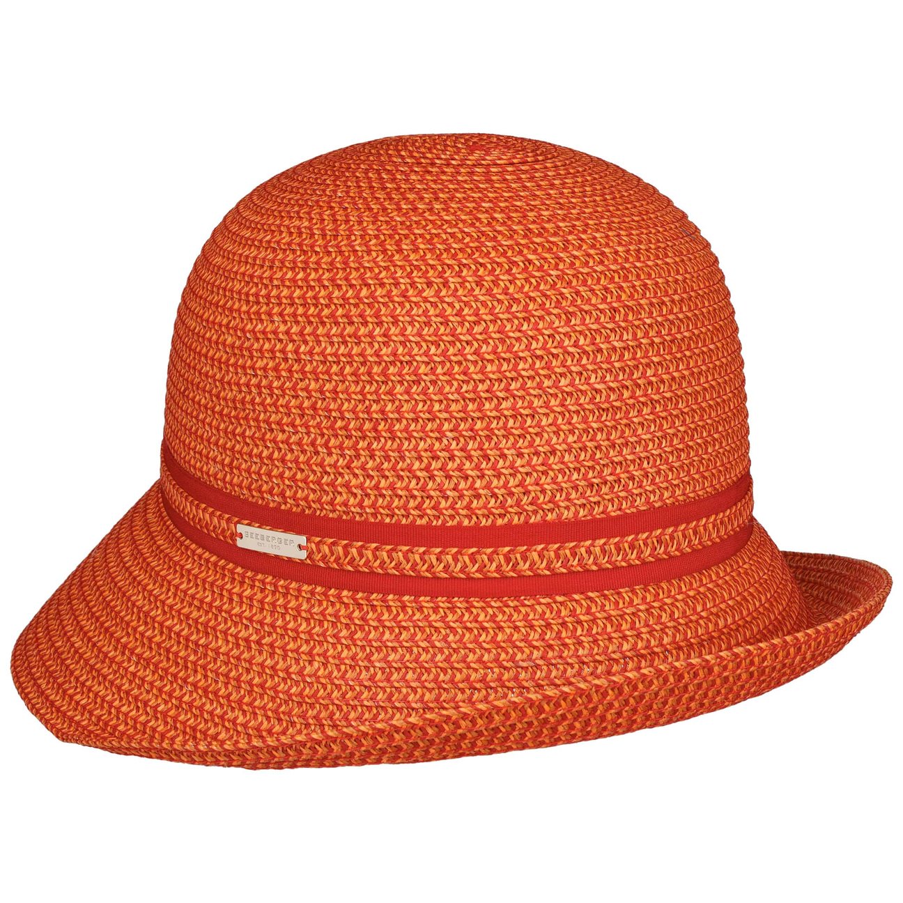 Seeberger Women's Red Gavia Cloche Straw Hat By