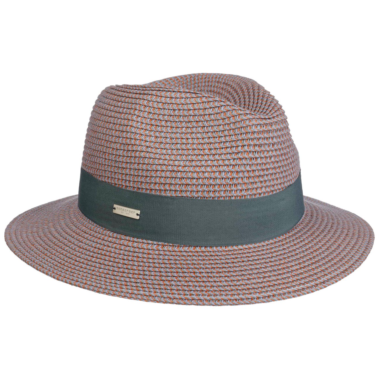 Seeberger Women's Orange-Mottled Vandia Traveller Straw Hat By