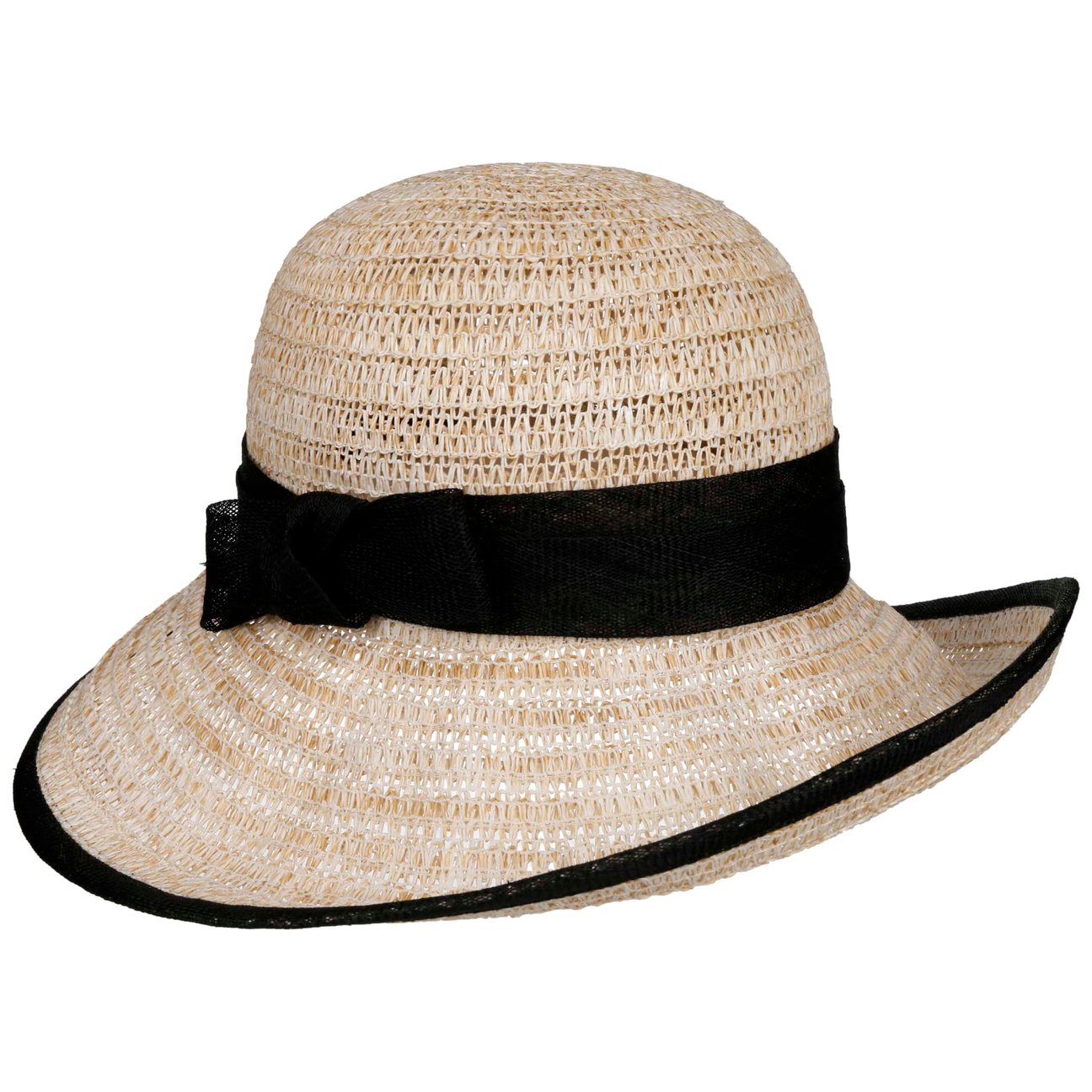 Seeberger Women's Black Straw Hat With Sinamay Loop By