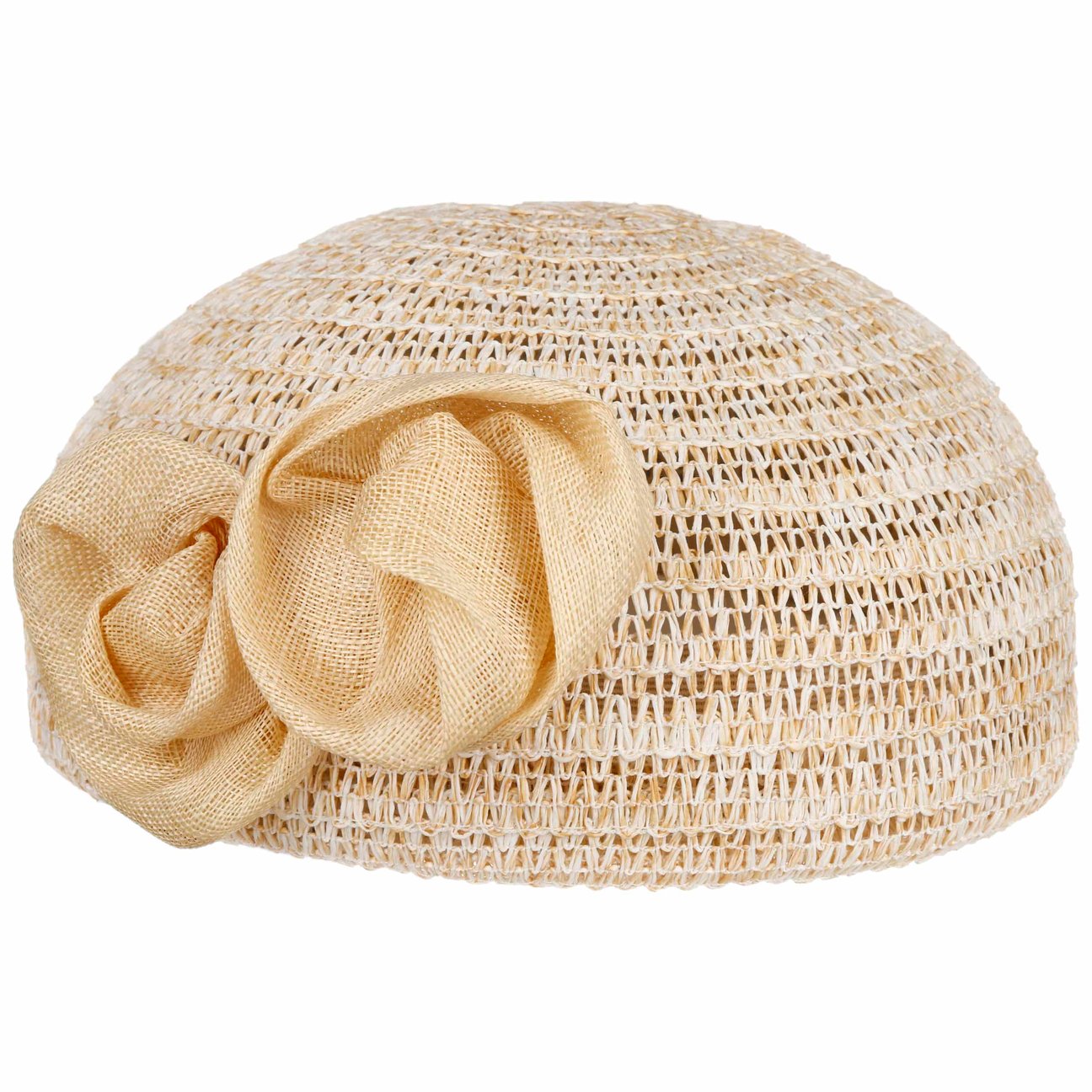 Seeberger Women's Beige Paper Straw Beret With Sinamay By