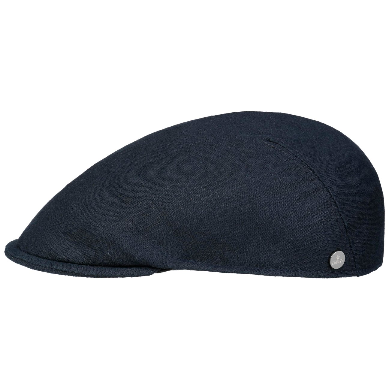 Lierys Navy Uni Linen Flat Cap By