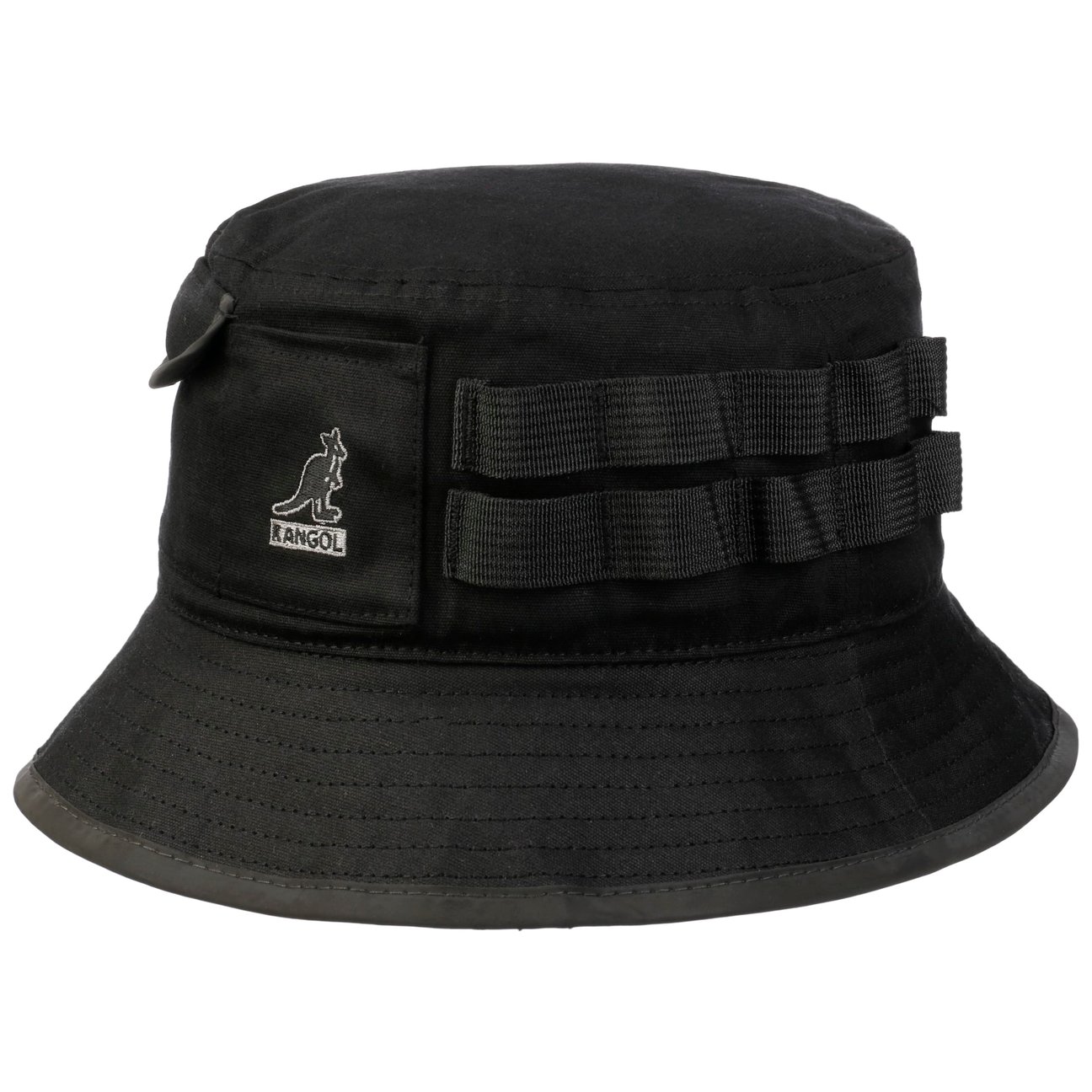 Kangol Men's Black Waxed Utility Bucket Cotton Hat By