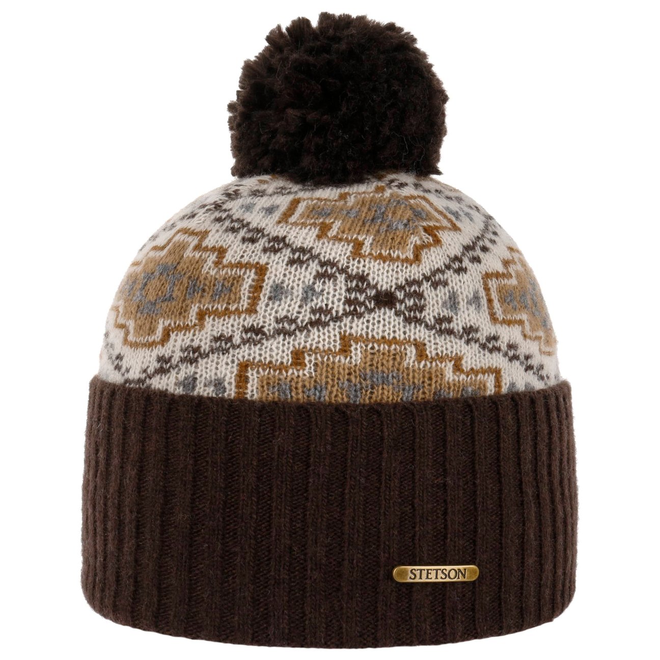 Stetson Dark Brown Navajo Pompom Hat By