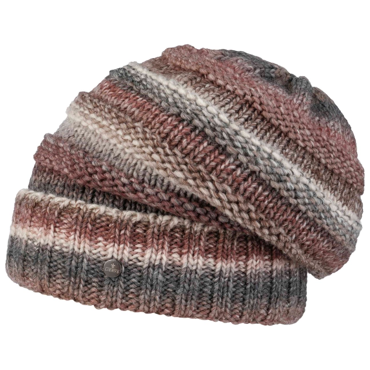 Lierys Women's Grey-Red Bernardo Beanie With Cuff And Fleece By
