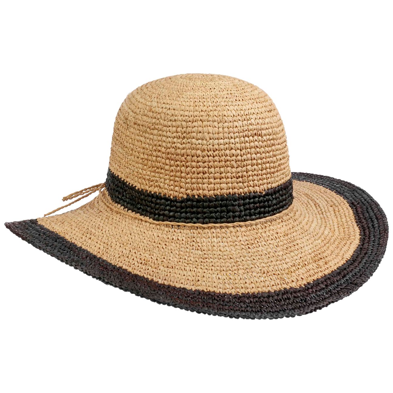 Hatshopping.co.uk Women's Nature-Black Margate Raffia Floppy Hat