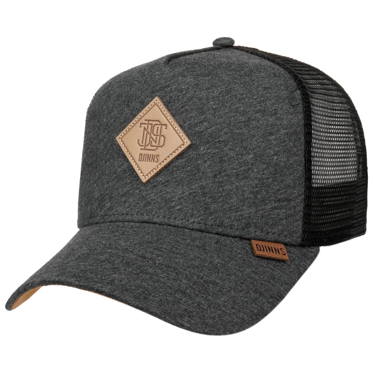 Djinns Men's Dark Grey Hft Jersey Logo Patch Trucker Cap By