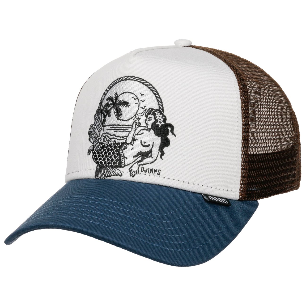 Djinns Men's White-Blue Hft Lazy Mermaid Trucker Cap By