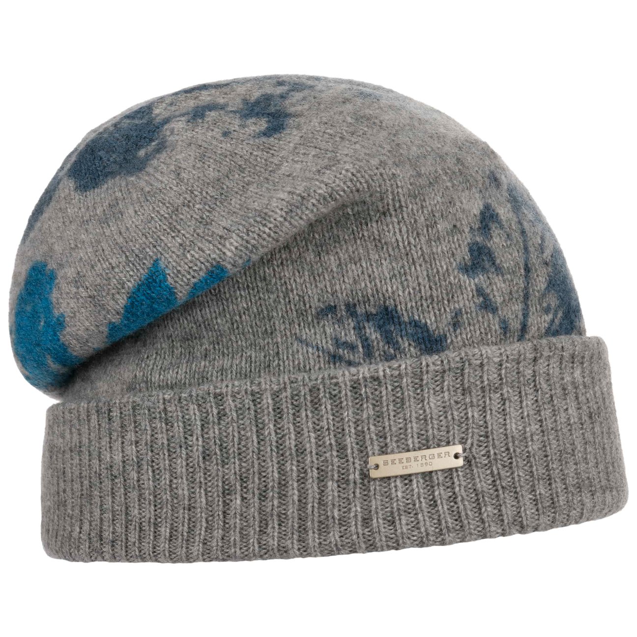 Seeberger Women's Grey Cashmere Flower Beanie Hat By