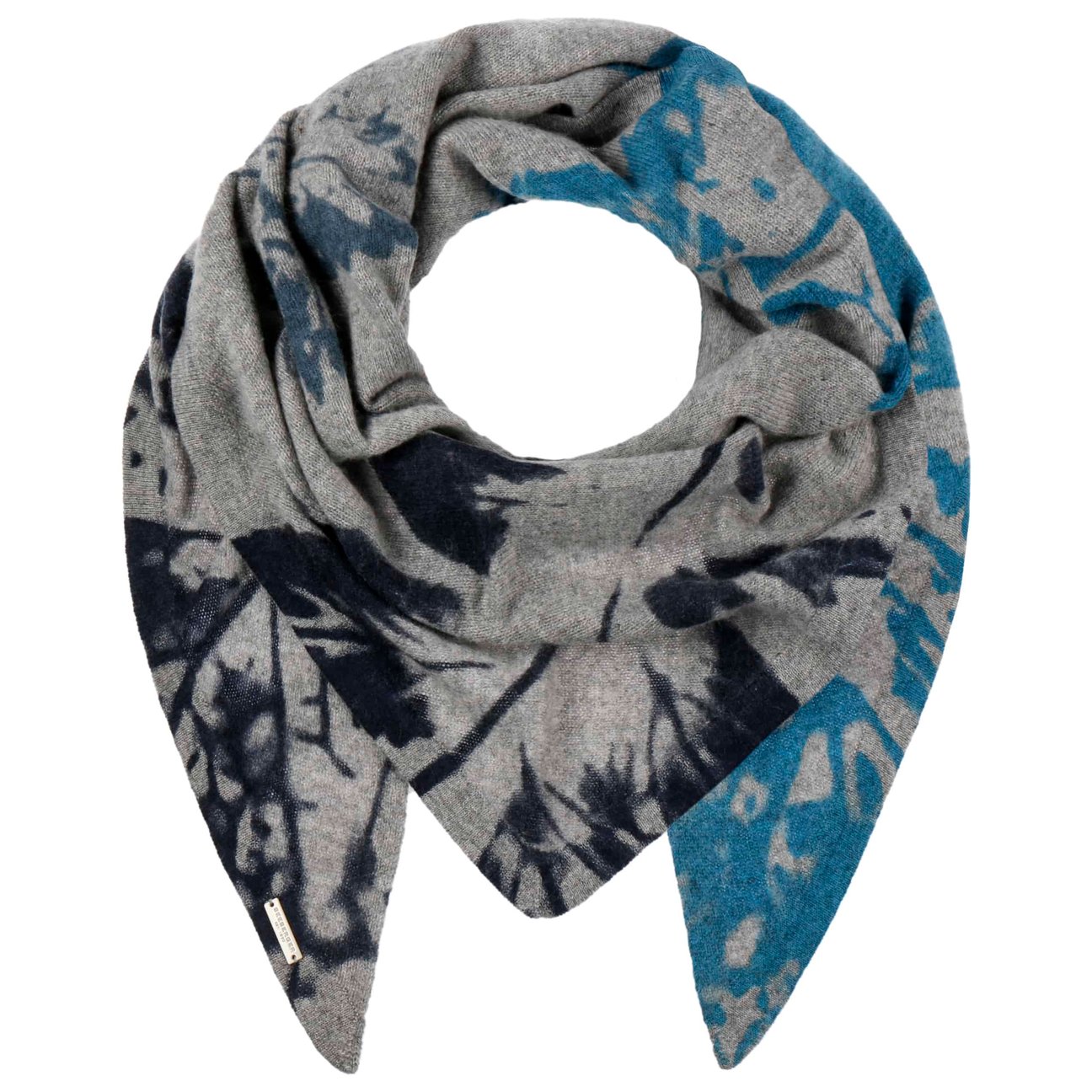 Seeberger Women's Grey Cashmere Flower Triangular Scarf By