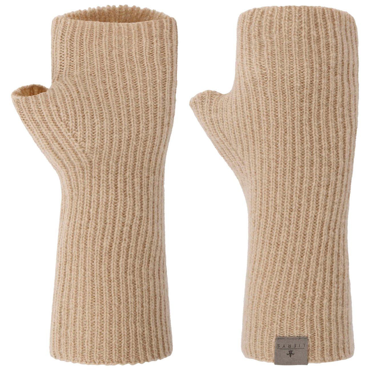 Lierys Women's Beige Uni Merino Wrist Warmers By