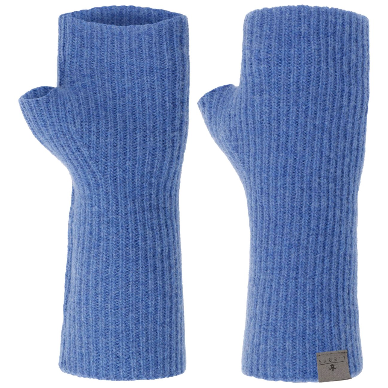 Lierys Women's Blue Uni Merino Wrist Warmers By