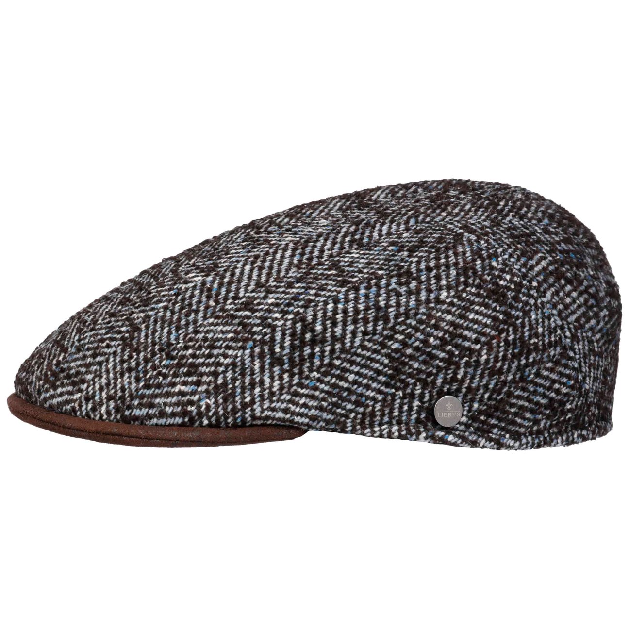 Lierys Men's Brown-Blue Bertonico Herringbone Flat Cap By