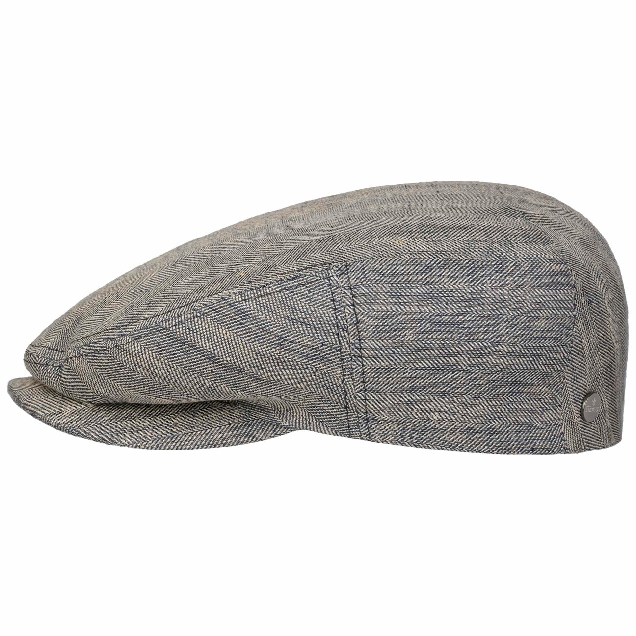 Lierys Men's Blue Classic Driver Herringbone Flat Cap By