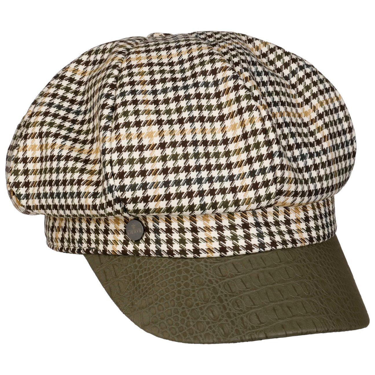 Lierys Girls Olive Verlea Houndstooth Newsboy Cap By