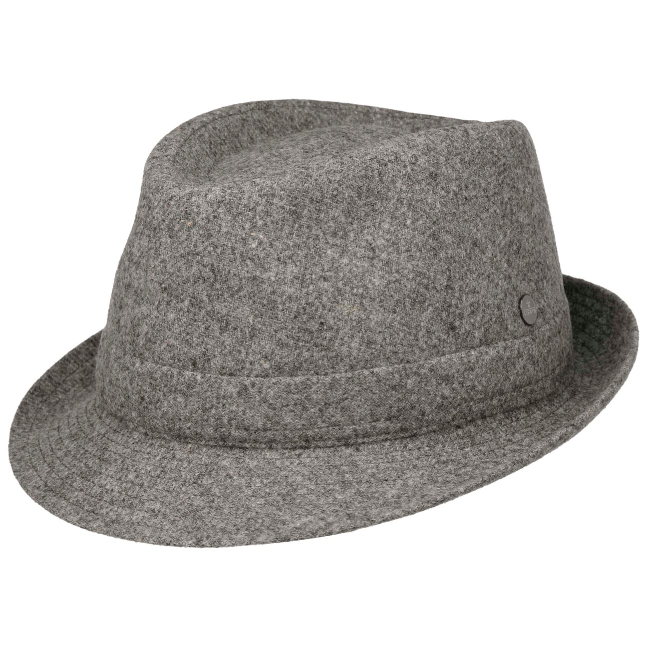 Lierys Grey Shetland Wool Trilby Hat By