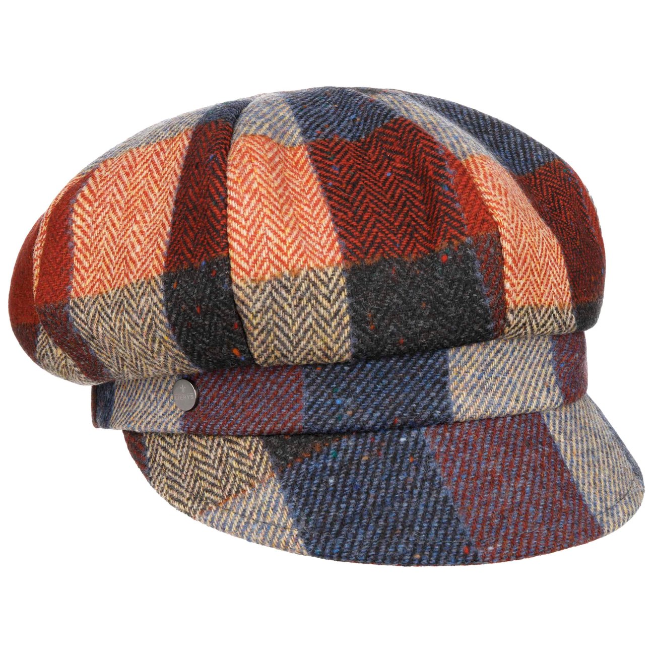 Lierys Unisex Kids Blue-Red Coloured Herringbone Checks Newsboy Cap By