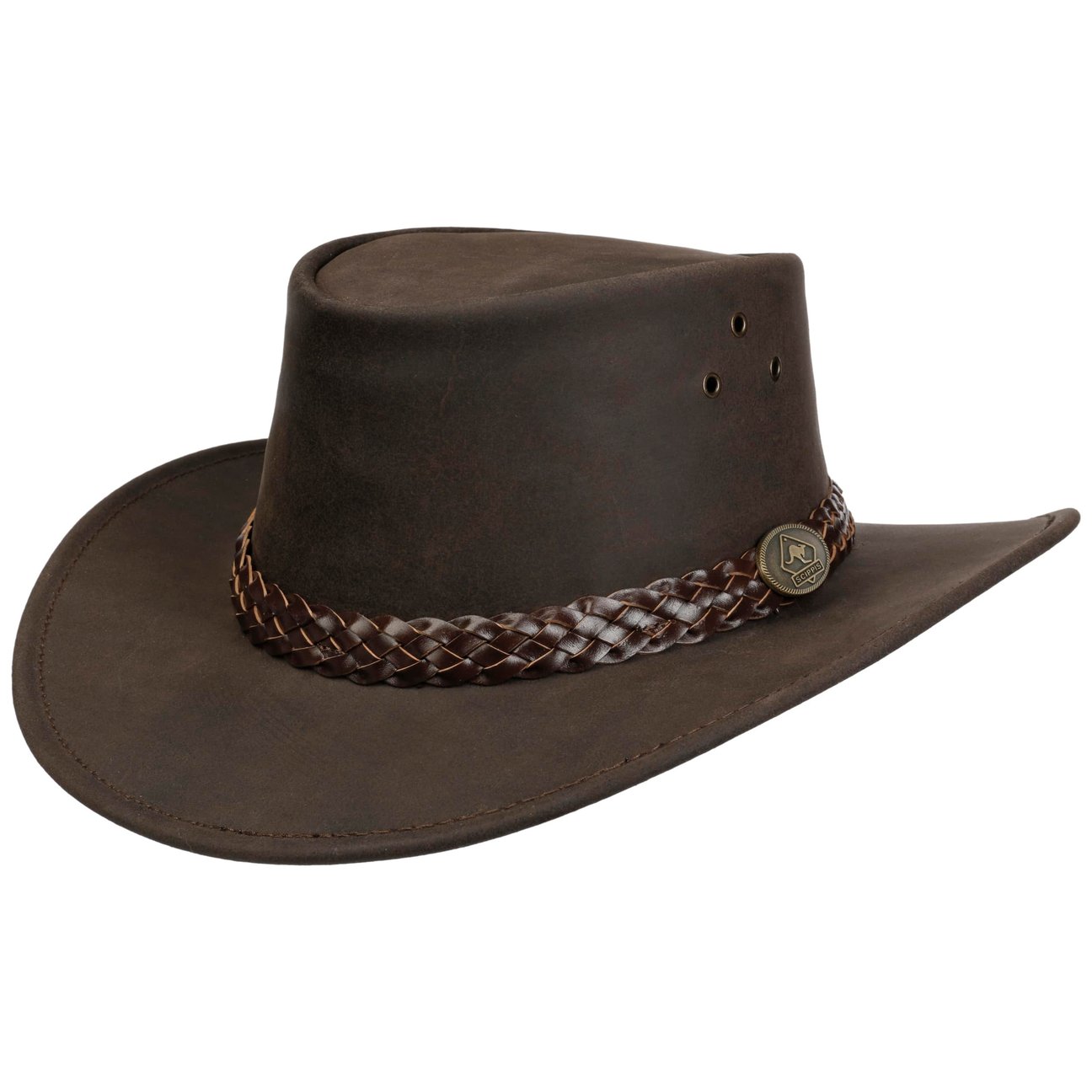Scippis Brown Wallaroo Leather Hat By