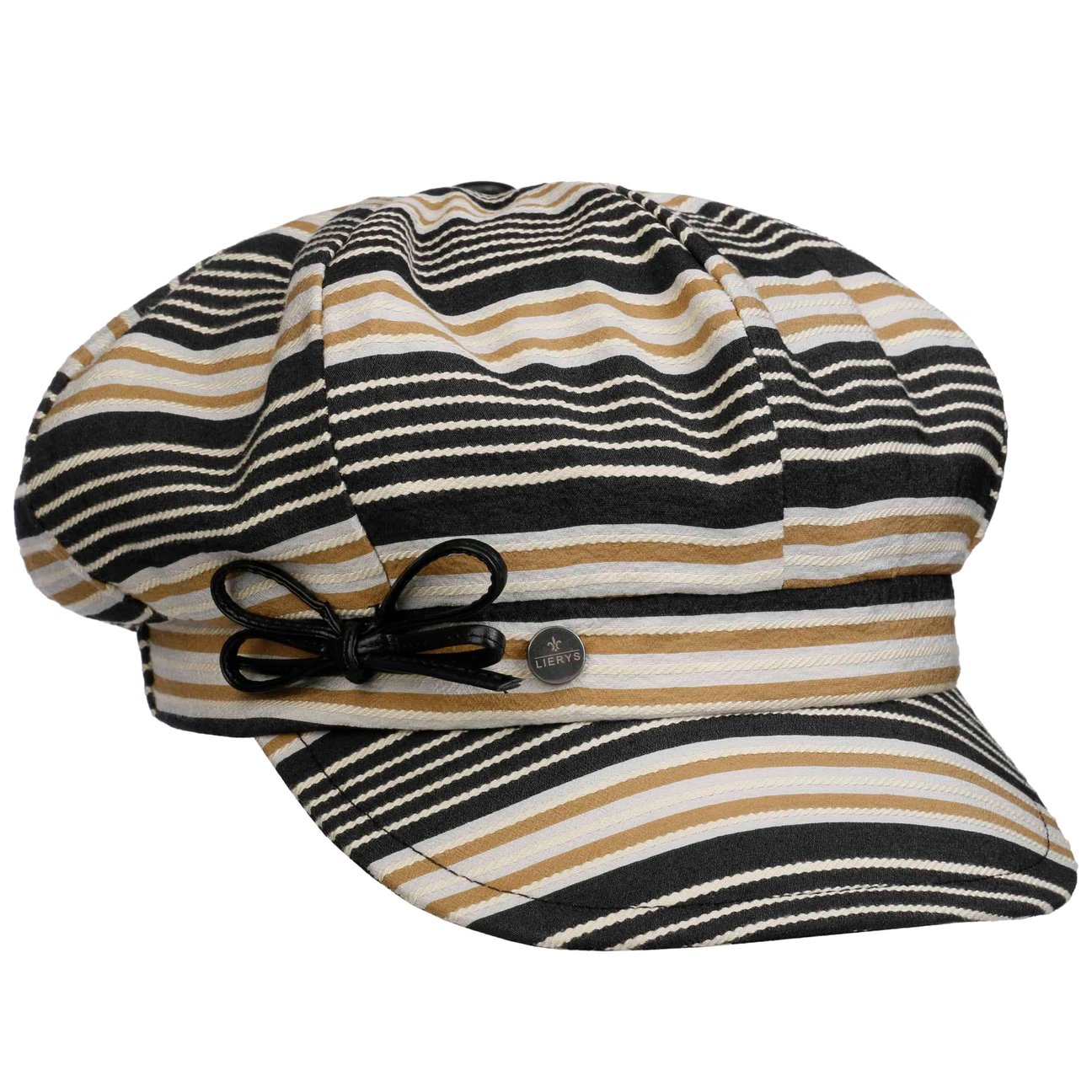 Lierys Girls Black Denova Stripes Newsboy Cap By