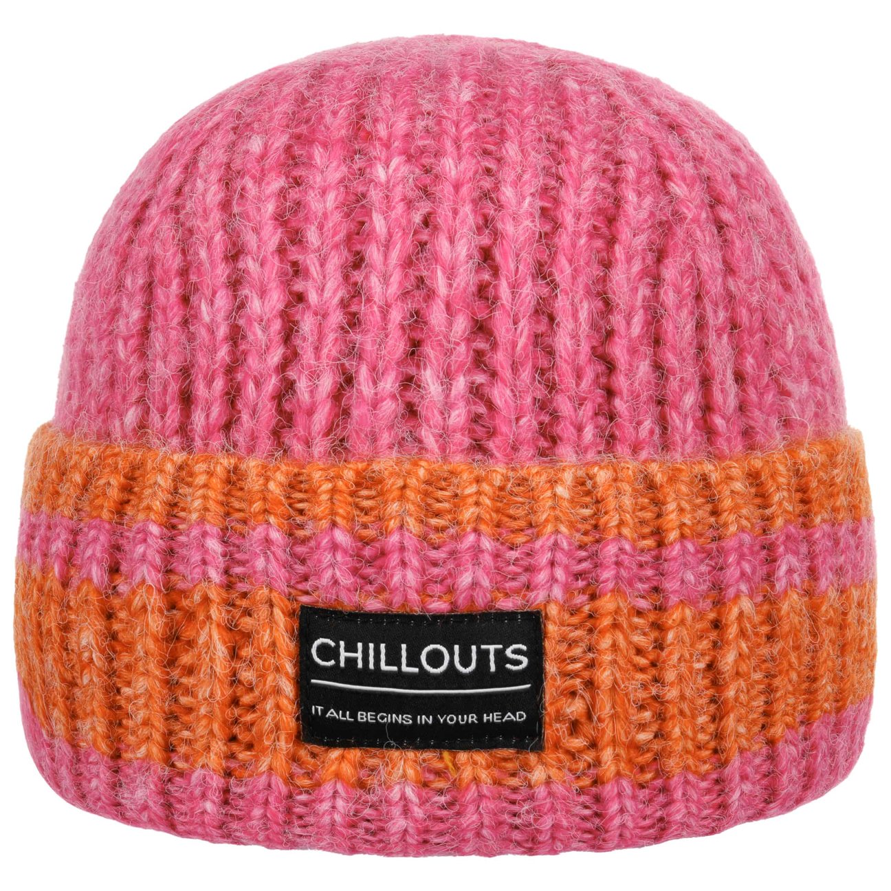 Chillouts Men's Pink Twotone Beanie Hat With Cuff By