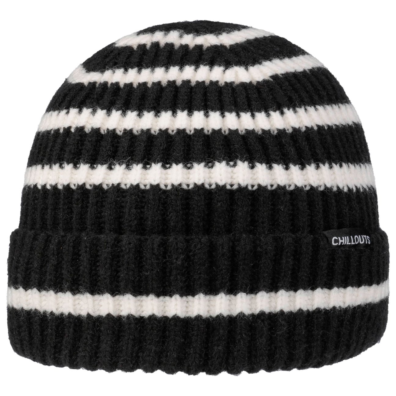 Chillouts Men's Black-White Twotone Stripes Beanie With Cuff By