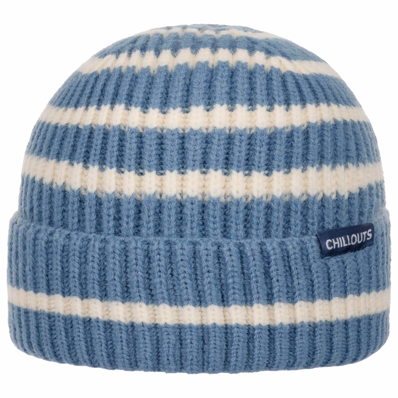 Chillouts Men's Blue-White Twotone Stripes Beanie With Cuff By