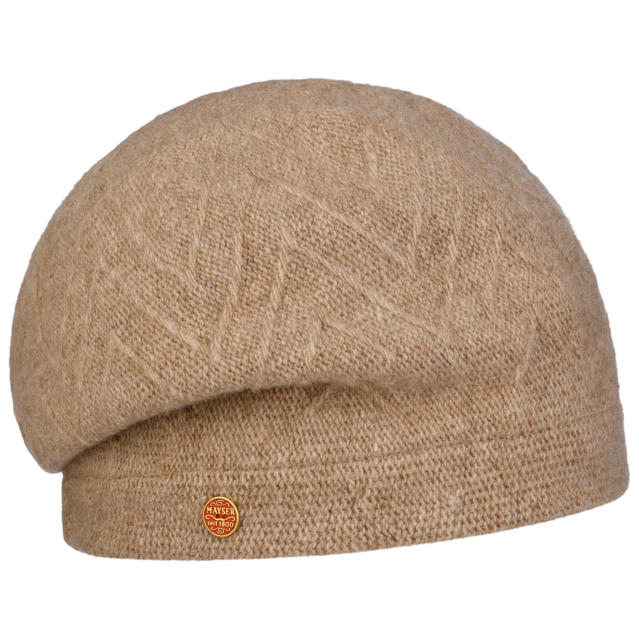 Mayser Women's Dunkelbeige-Mottled Uni Enya Wool Beanie Hat By