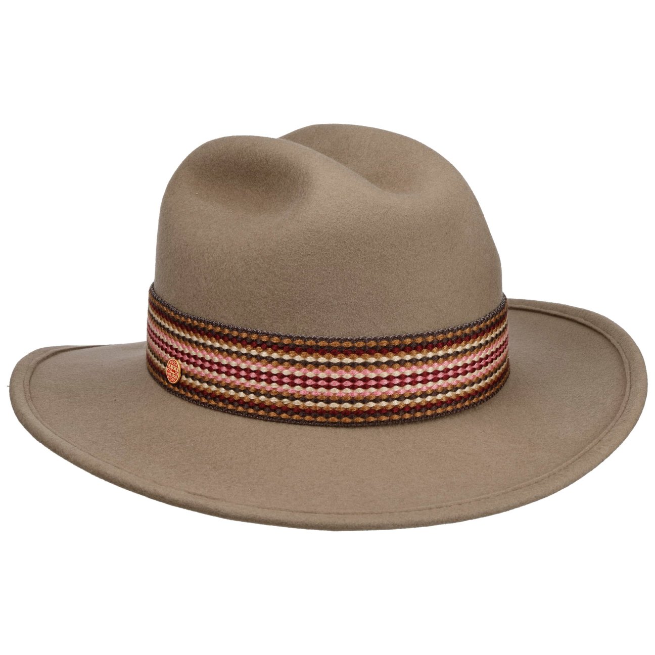 Mayser Women's Dark Beige Soft Wool Western Hat By