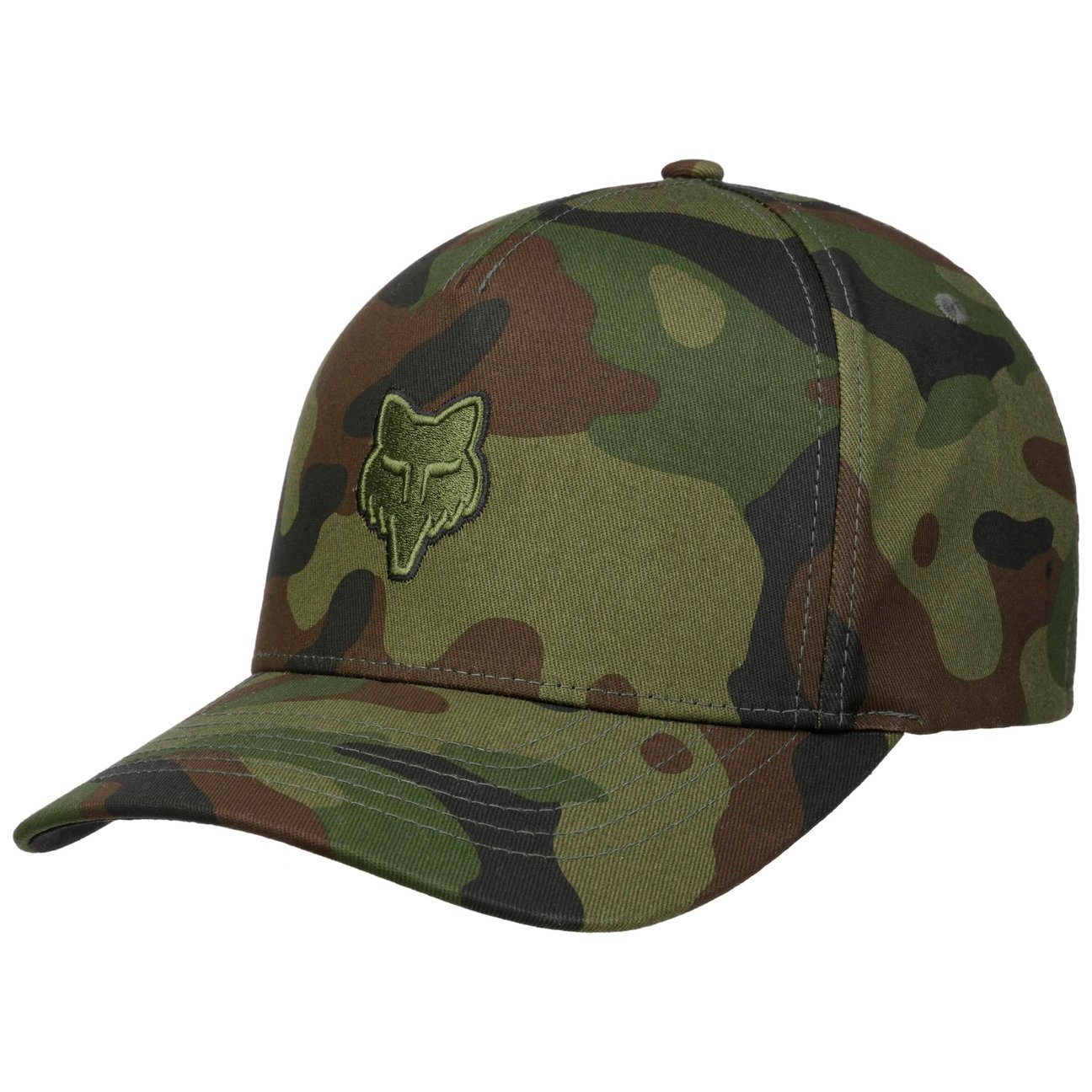 Fox Women's Olive Camouflage Logo Head Flexfit Cap By