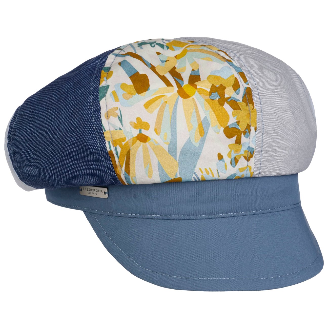 Seeberger Girls Blue Summer Patchwork Newsboy Cap By