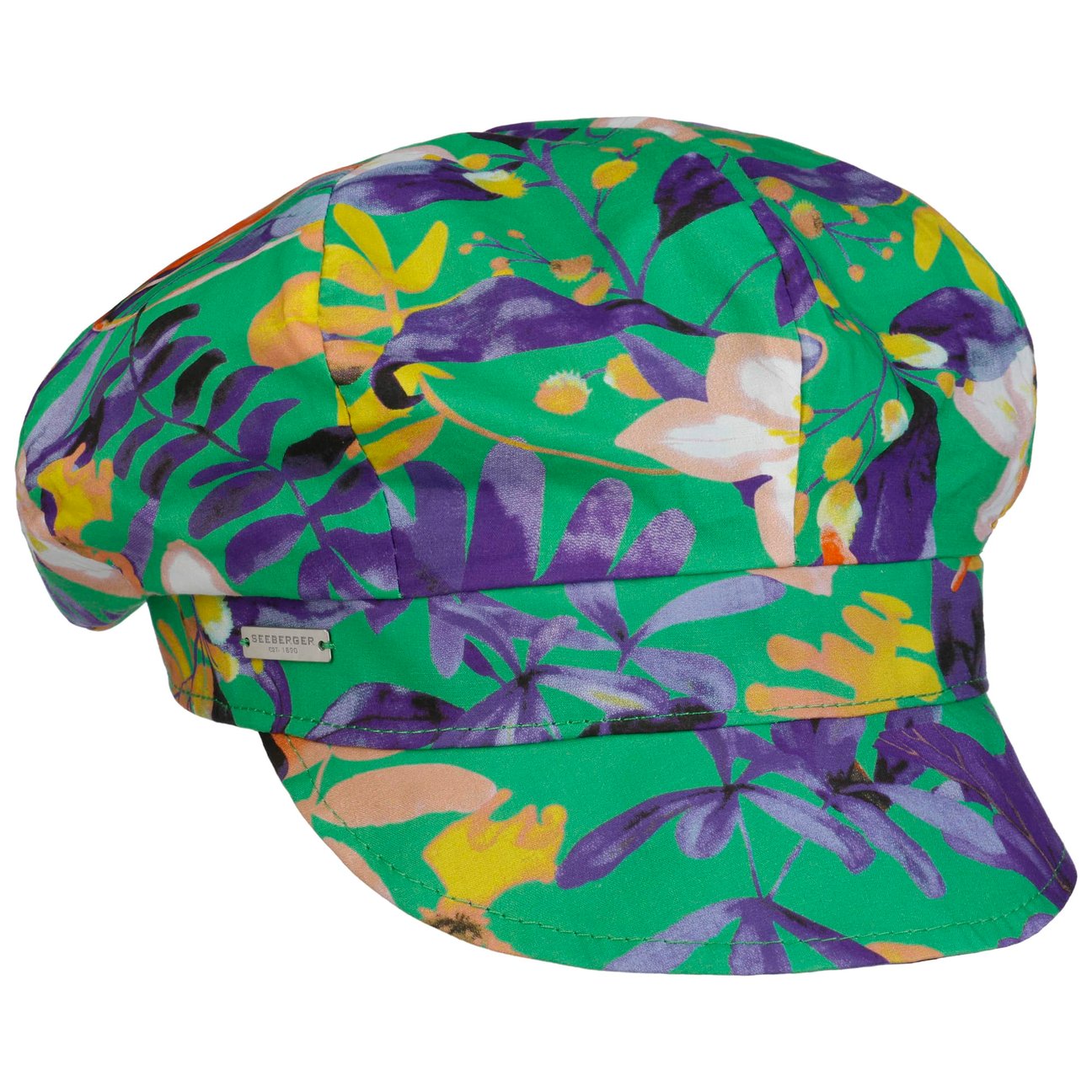 Seeberger Girls Green Colour Flowers Newsboy Cap By