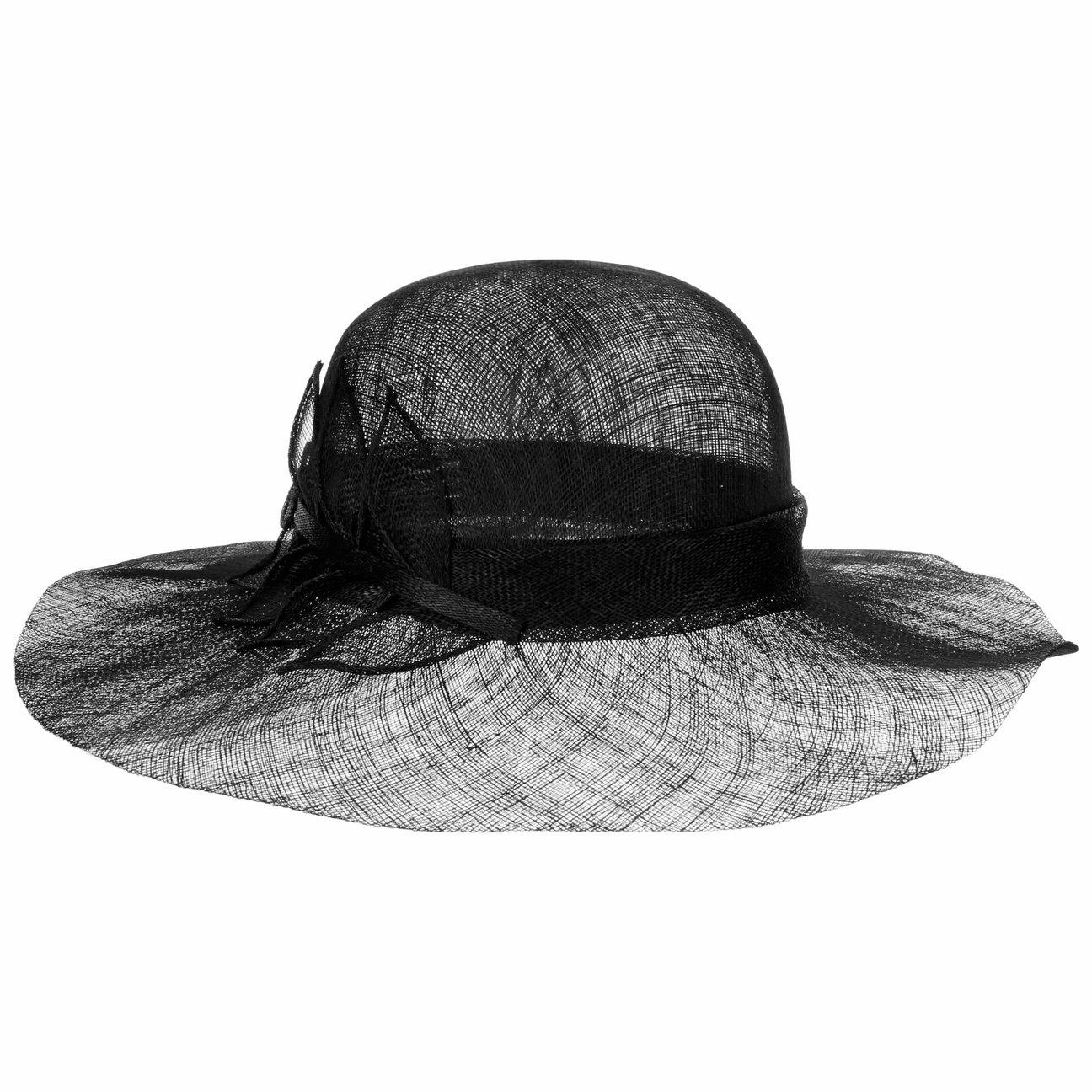 Seeberger Women's Black Sinamay Wavy Brim Straw Hat By