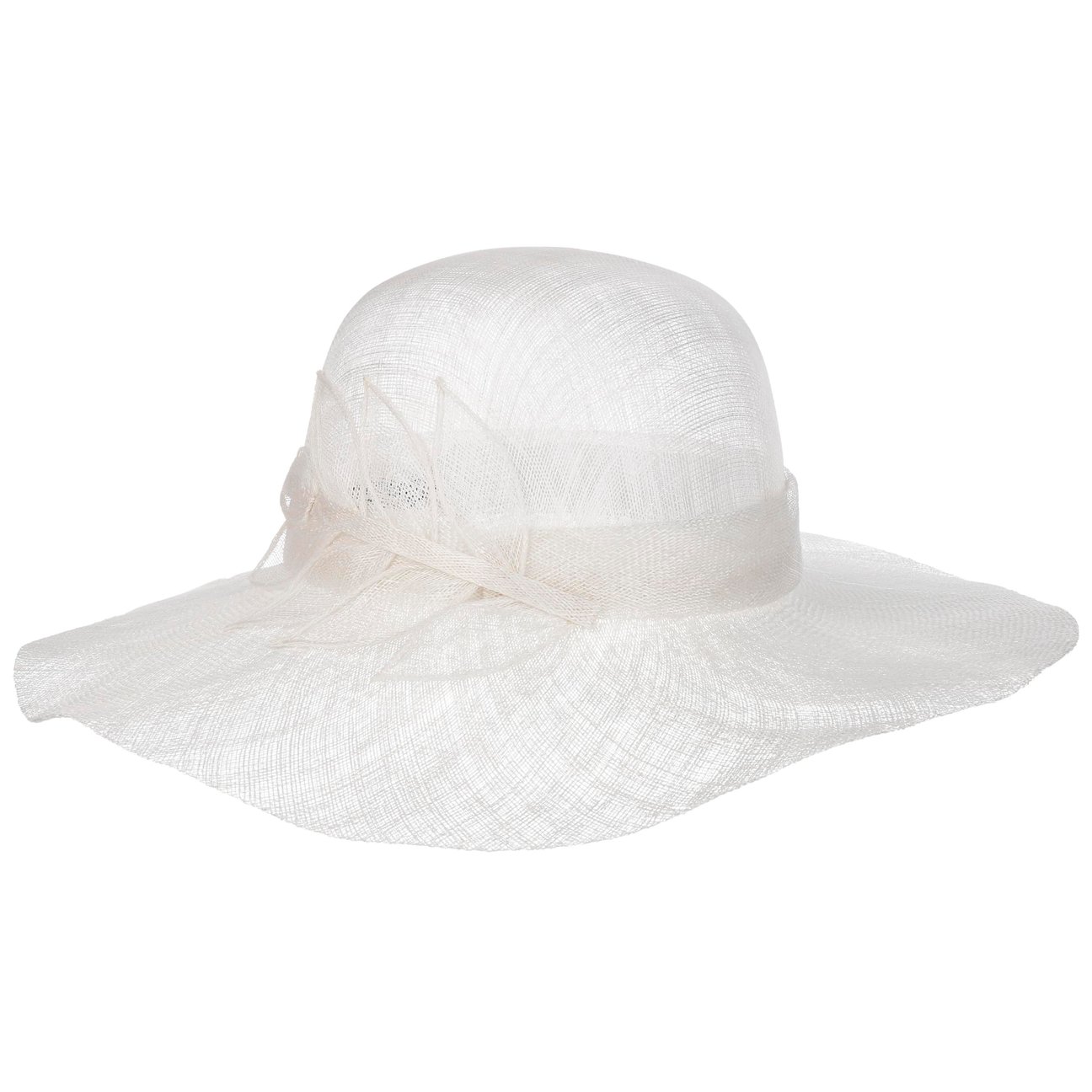 Seeberger Women's White Sinamay Wavy Brim Straw Hat By